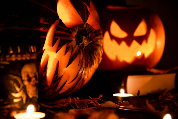 Halloween still life on dark background - 写真・画像