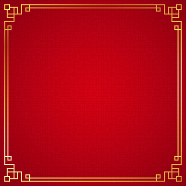 ανατολίτικο κινέζικο στολίδι συνόρων σε κόκκινο φόντο, διανυσματική απεικόνιση - Διάνυσμα, εικόνα