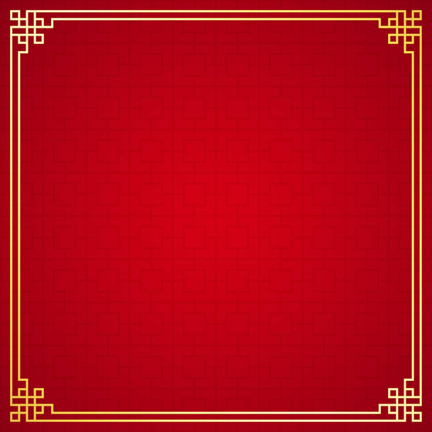 ornamento frontera chino oriental sobre fondo rojo, ilustración vectorial
 - Vector, imagen