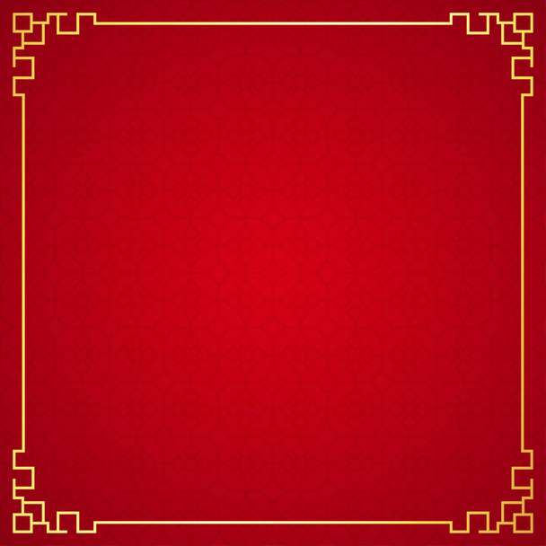 Ornamento de borda chinesa oriental em fundo vermelho, ilustração vetorial
 - Vetor, Imagem