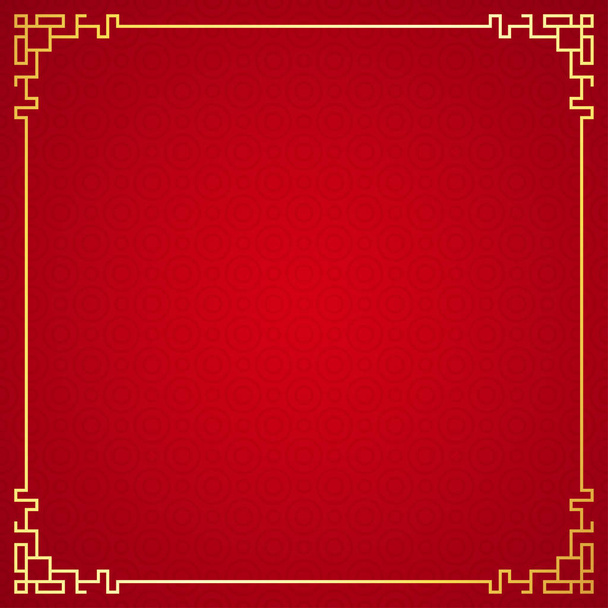 Ornement de bordure chinoise orientale sur fond rouge, illustration vectorielle
 - Vecteur, image