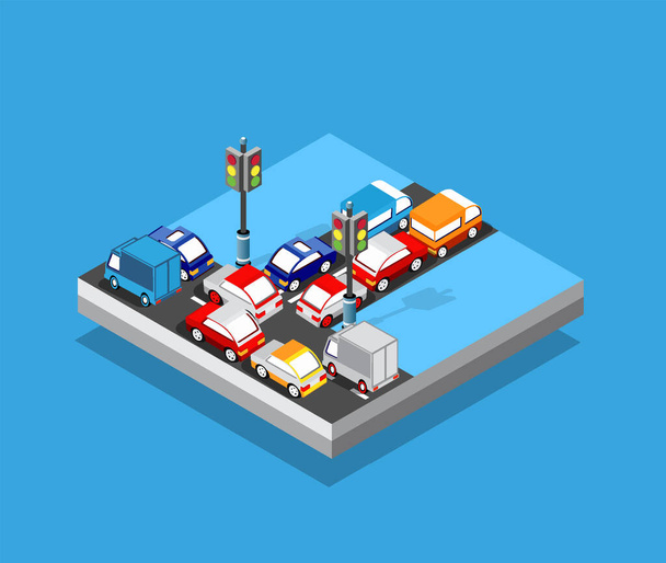 Isometric Crossroads intersection of streets - Vector, Image