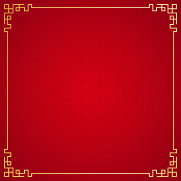 Ornamento de borda chinesa oriental em fundo vermelho, ilustração vetorial
 - Vetor, Imagem