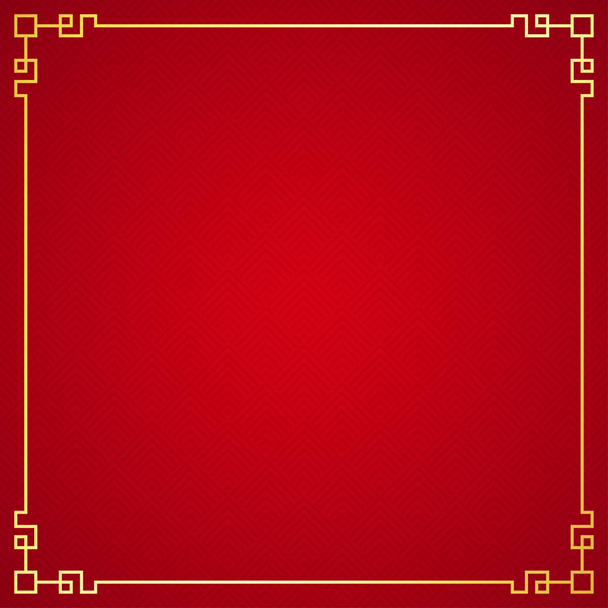 Keleti kínai határ dísz piros háttér, vektor illusztráció - Vektor, kép