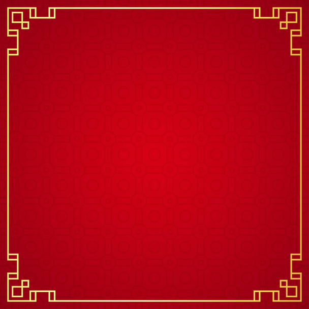 Восточный орнамент китайской границы на красном фоне, векторная иллюстрация
 - Вектор,изображение