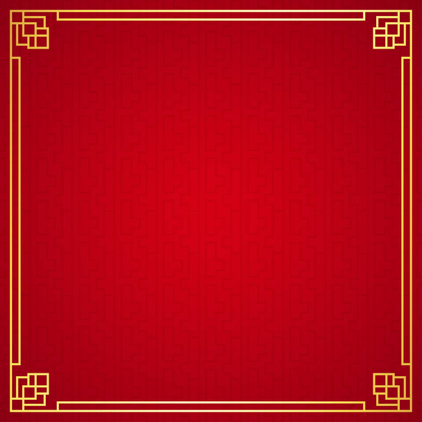 Orientalna ozdoba granicy chińskiej na czerwonym tle, ilustracja wektora - Wektor, obraz