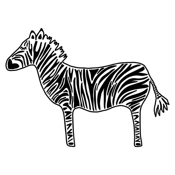 Adorable Vector Cartoon Zebra Clip Art. Safari Animal Icon. Hand Drawn Kawaii Kid Motif Illustration Doodle in Flat Color. Isolated Baby, Nursery and Childhood Character.  - Διάνυσμα, εικόνα