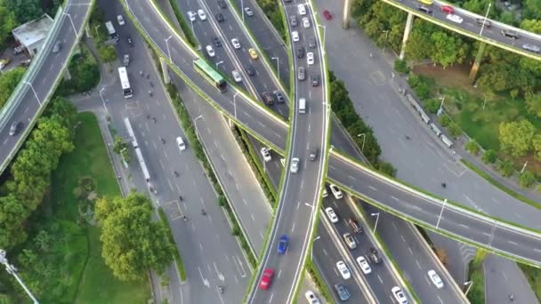 Aerial view of highway and overpass in city - Footage, Video