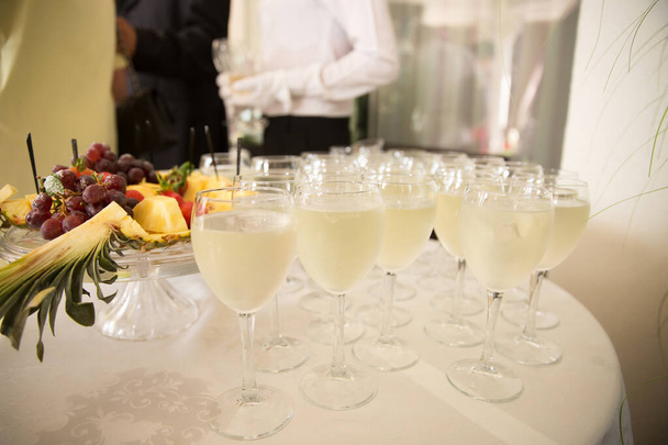 Glasses of champagne on the table. Celebration of wedding - Photo, Image