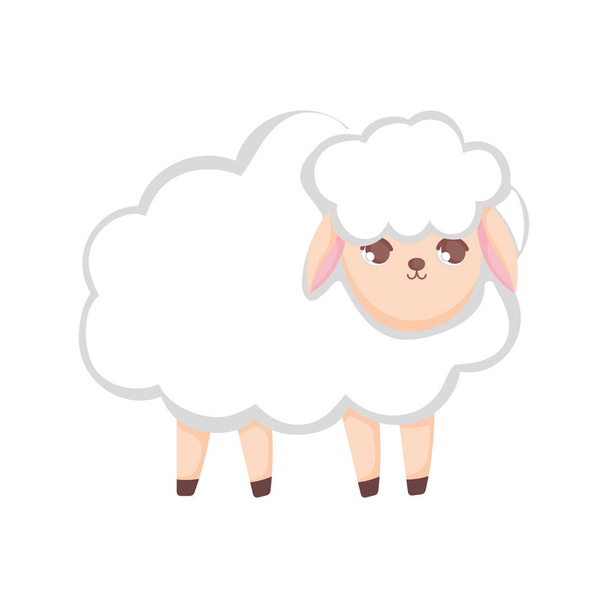 sheep animal cartoon on white background - Vector, Imagen