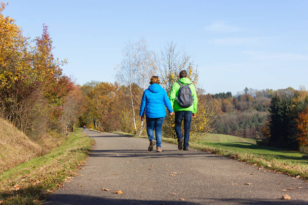 Sonbaharda yürüyen çift - Fotoğraf, Görsel