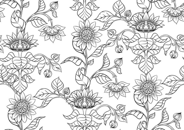 Sunflower. Seamless pattern, - Vetor, Imagem