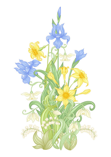 A bouquet of spring flowers. - Вектор,изображение