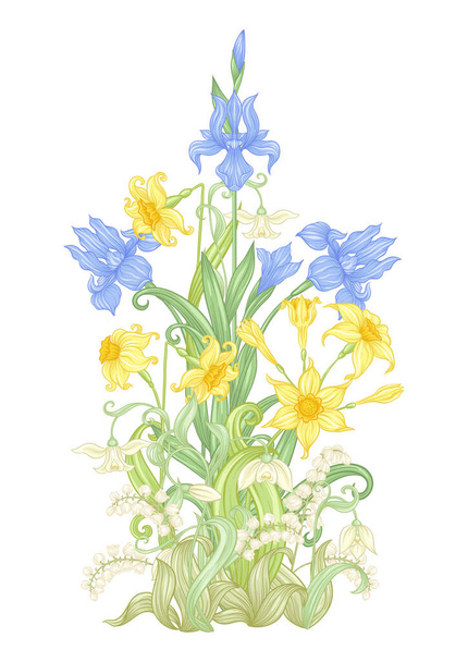A bouquet of spring flowers. - Vetor, Imagem