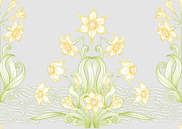 Narcissus. Seamless pattern, background. - Διάνυσμα, εικόνα
