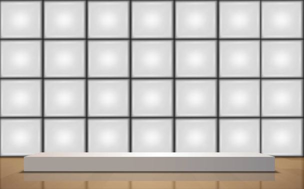 white stand on wooden floor in the white studio room - Vector, Image