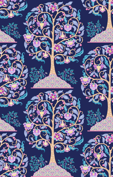 Seamless pattern with stylized ornamental flowers  - Διάνυσμα, εικόνα