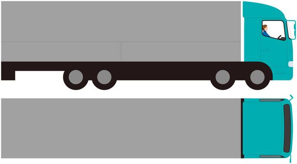 Voertuig, zijkant en bovenkant van zware vrachtwagen, vectormateriaal - Vector, afbeelding
