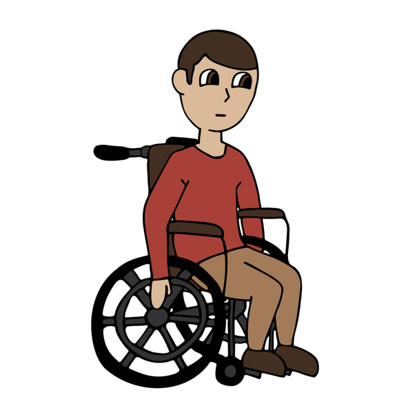 white man in a wheelchair. isolated cartoon vector illustration - Vector, Image