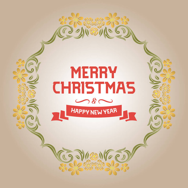 Design template for christmas happy holiday, with plant pattern of green leaf flower frame. Vector - Вектор, зображення