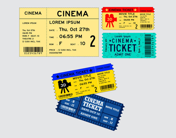 Set of cinema tickets in various color.   - Vector, Image