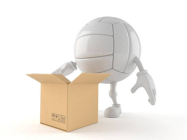 Volleyball character with open box - 写真・画像