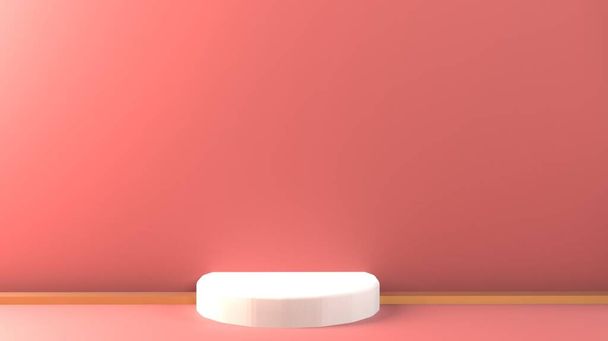 Geometria astratta forma colore bianco e podio colore rosa su sfondo di colore rosa per il prodotto. concetto. rendering 3d
 - Foto, immagini