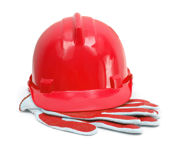 Red hardhat and gloves - Photo, Image