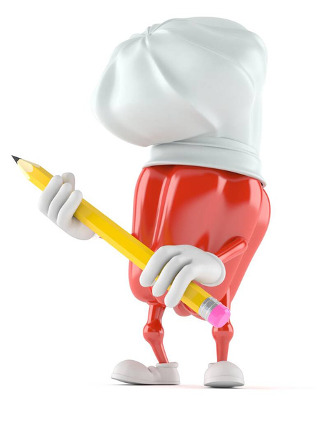 Paprika karakter met potlood - Foto, afbeelding