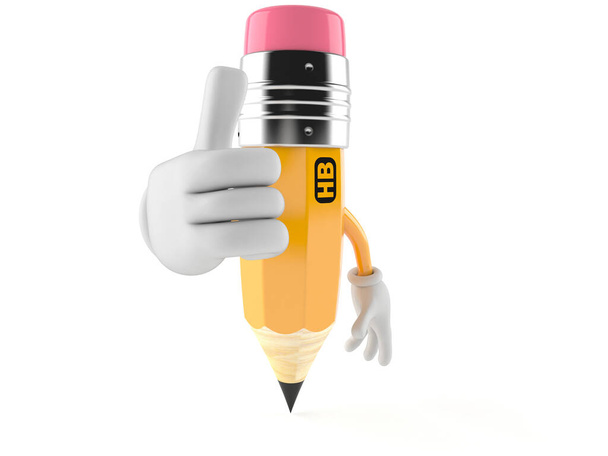 Bleistiftfigur mit erhobenem Daumen - Foto, Bild