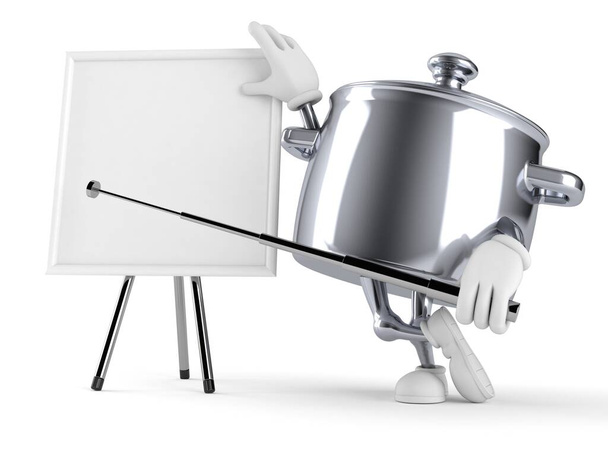 Keuken pot karakter met blanco whiteboard - Foto, afbeelding