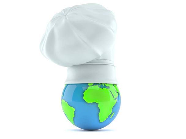 Sombrero de cocina con globo mundial
 - Foto, imagen