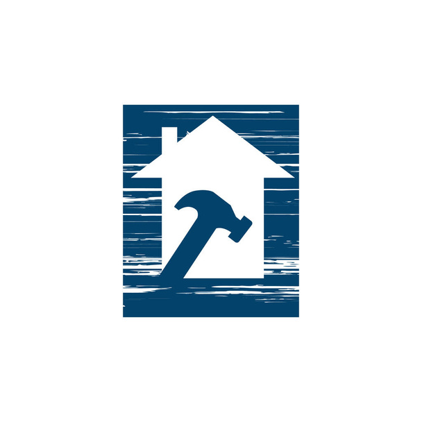 Логотип ремонту будинку. Креативний будинок і молот інструменти для конструювання
 - Вектор, зображення