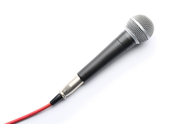 Microfone moderno no fundo branco - Foto, Imagem