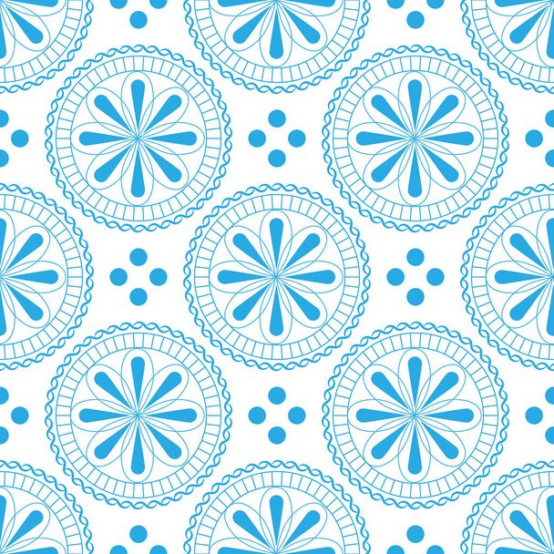 Seamless pattern with beautiful flowers in pastel light blue colors on a white background. Vector illustration - ベクター画像