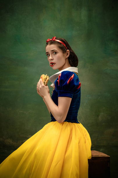 Young ballet dancer as a Snow White, modern fairytales - Fotoğraf, Görsel