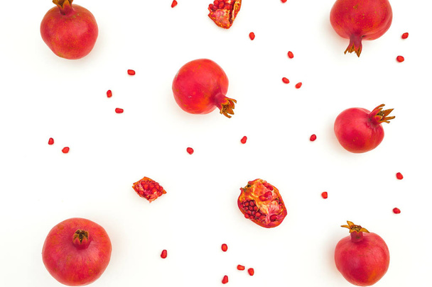 Sweet pomegranate with seeds isolated on white background. Food  - Photo, image