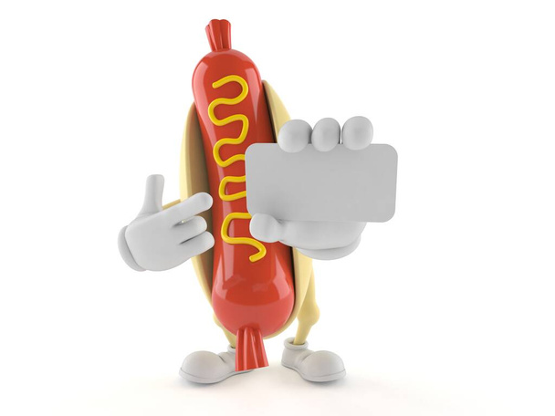Hot dog znak držící prázdnou vizitku - Fotografie, Obrázek