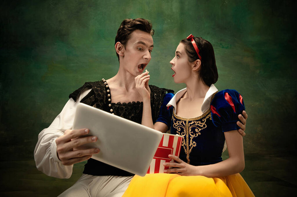 Young ballet dancers as a Snow Whites characters in forest modern tales - Фото, изображение