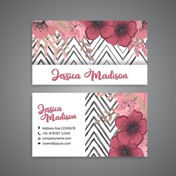 Flower business cards red flowers - ベクター画像