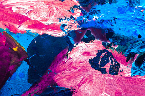 Abstrakte Acryl-Farbstriche, Kunstpinsel flacher Hintergrund - Foto, Bild