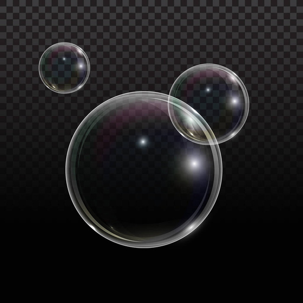 Seifenblase mit Regenbogenreflexion auf transparentem Hintergrund. transparente Schaumstoffblase, tolles Design für jeden Zweck. - Vektor, Bild