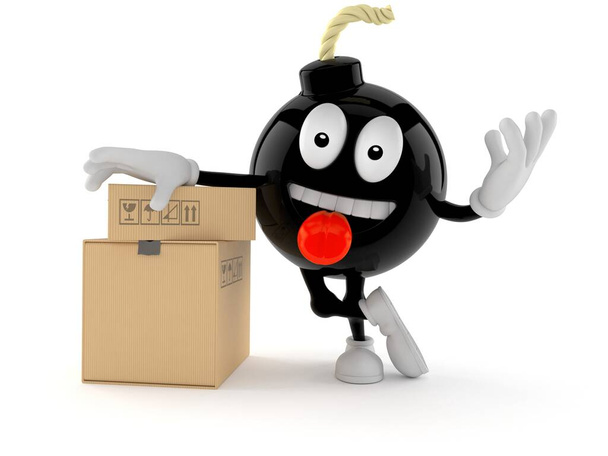 χαρακτήρας βόμβα με στοίβα από κουτιά - Φωτογραφία, εικόνα