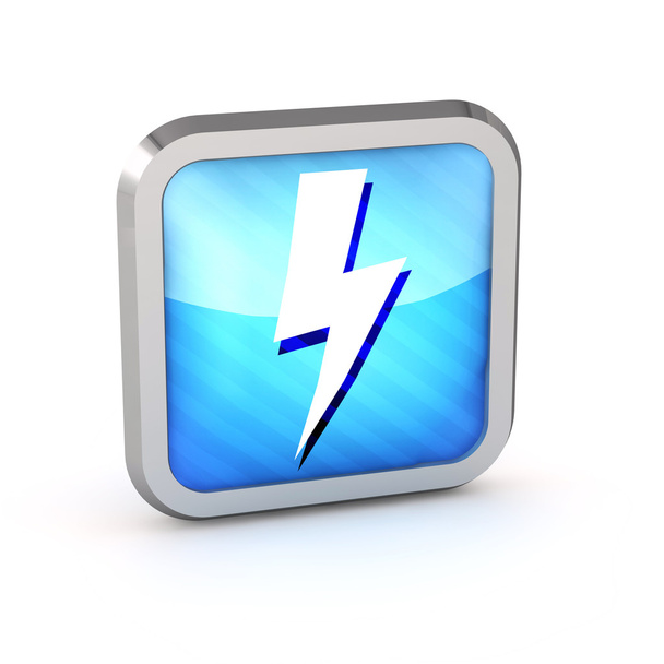 blue striped lightning icon on a white background - Foto, imagen