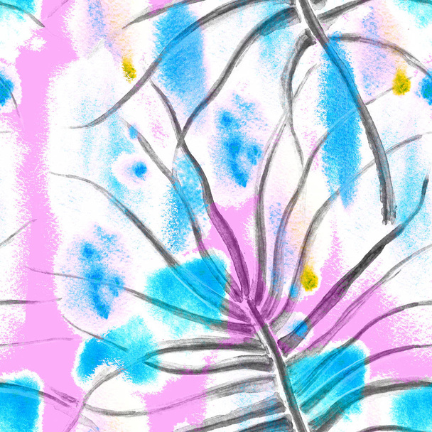 Tropical Blue Seamless Pattern - 写真・画像