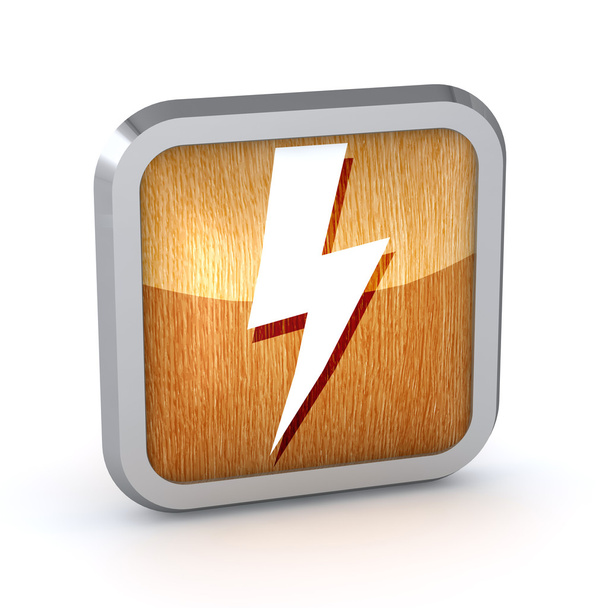 wooden lightning icon on a white background - Photo, Image