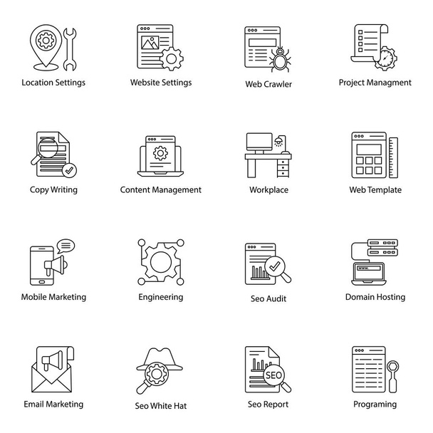 Seo website line icons, which can tremendously improve the look and essence of your project. Grab this set and enjoy using these editable and cool vectors in related projects. - Vector, Image