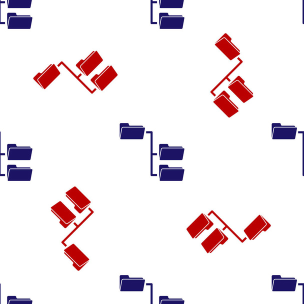 Blauwe en rode mapboom pictogram geïsoleerd naadloos patroon op witte achtergrond. Structuur van de computernetwerkmap organisatie stroomdiagram. Vector Illustratie - Vector, afbeelding