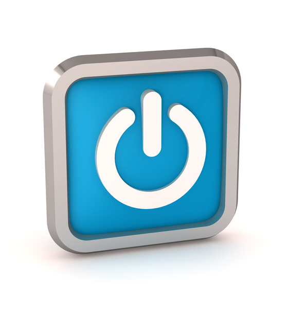 blue power button icon on a white background - Φωτογραφία, εικόνα
