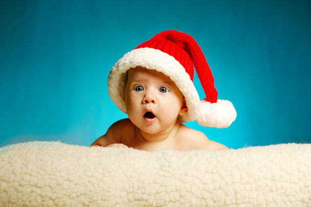 little cute baby with santa hat - Foto, Imagem